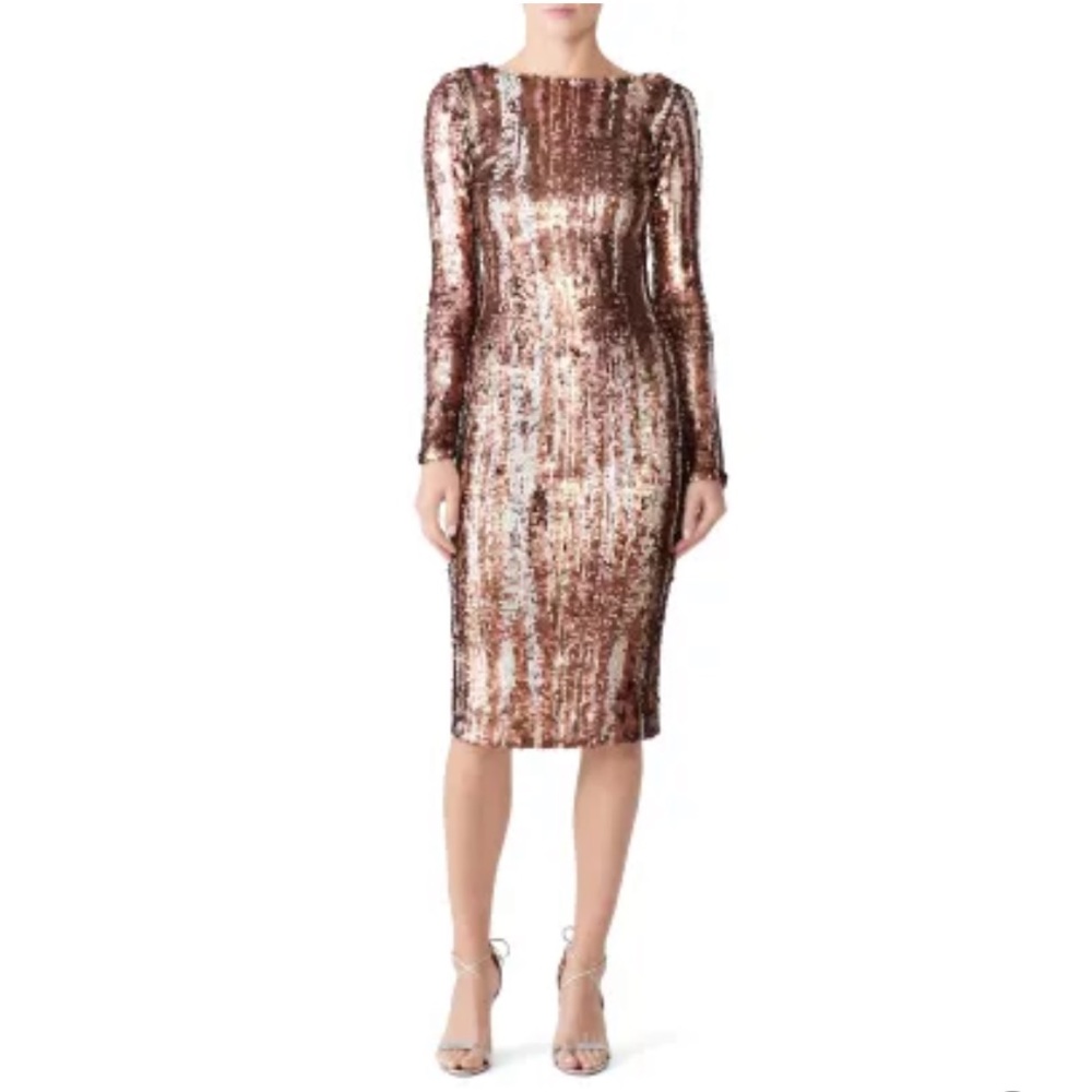 Dress the Population bronze sequin Emery dress